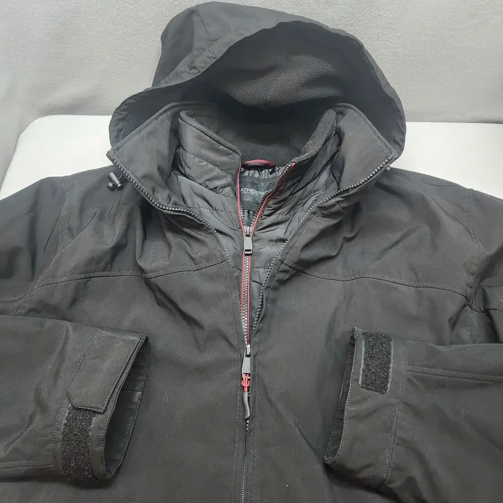 Weatherproof Men's Ultra‎ Tech Men's Jacket Removable Hood Black Sz XXL